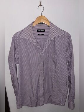 Avenue‎ Men’s Lavender & White Vertical Stripe Dress Shirt